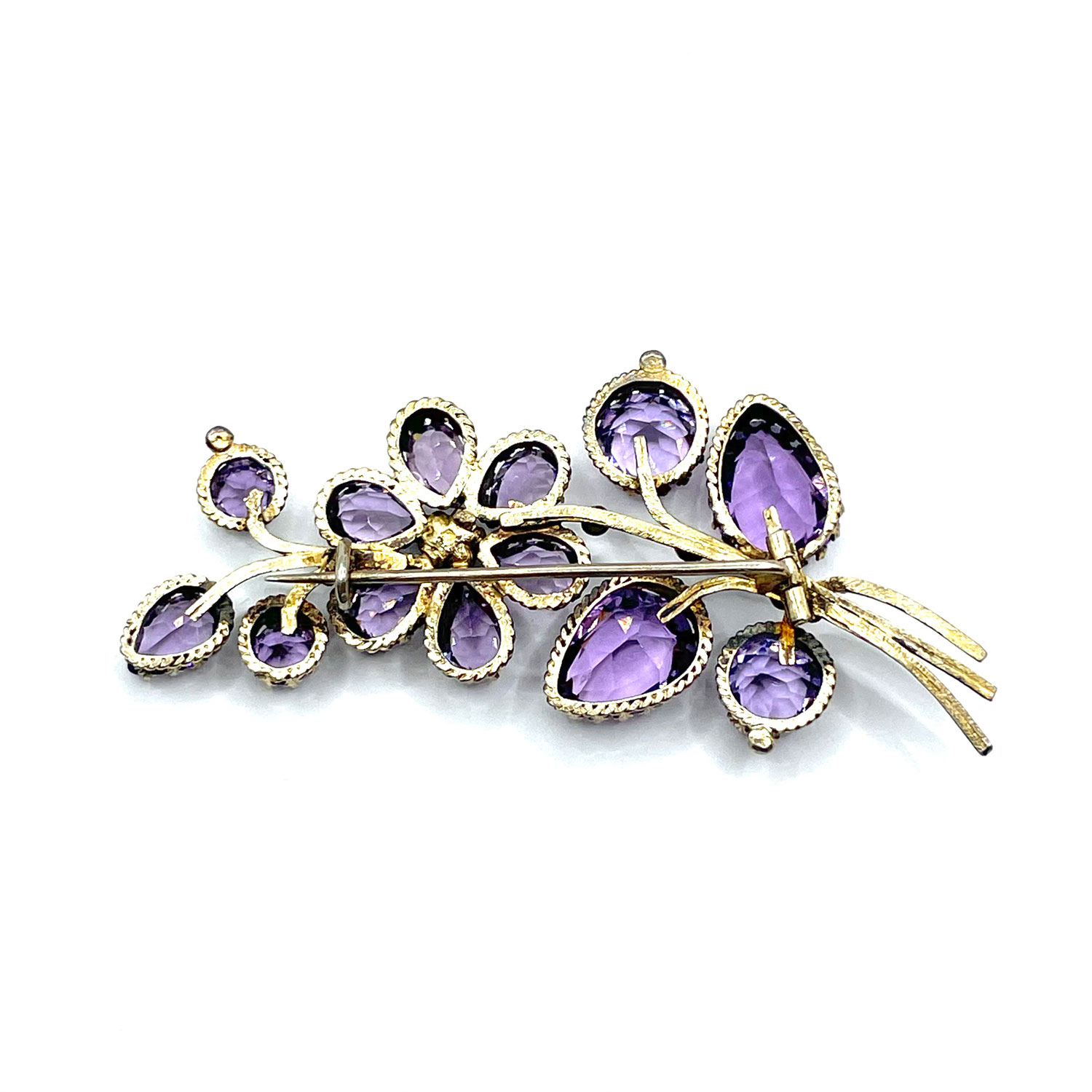 Amethyst floral corsage brooch