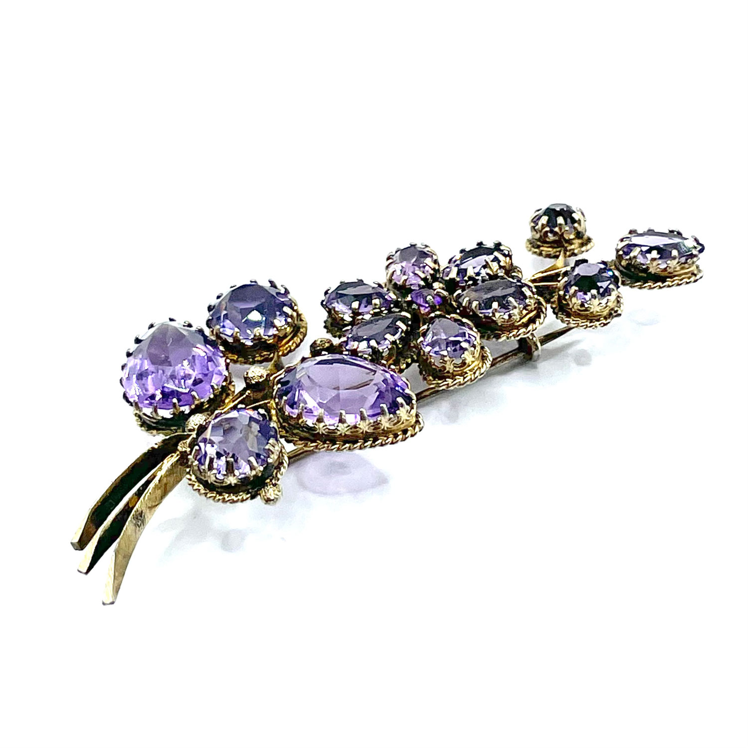 Amethyst floral corsage brooch