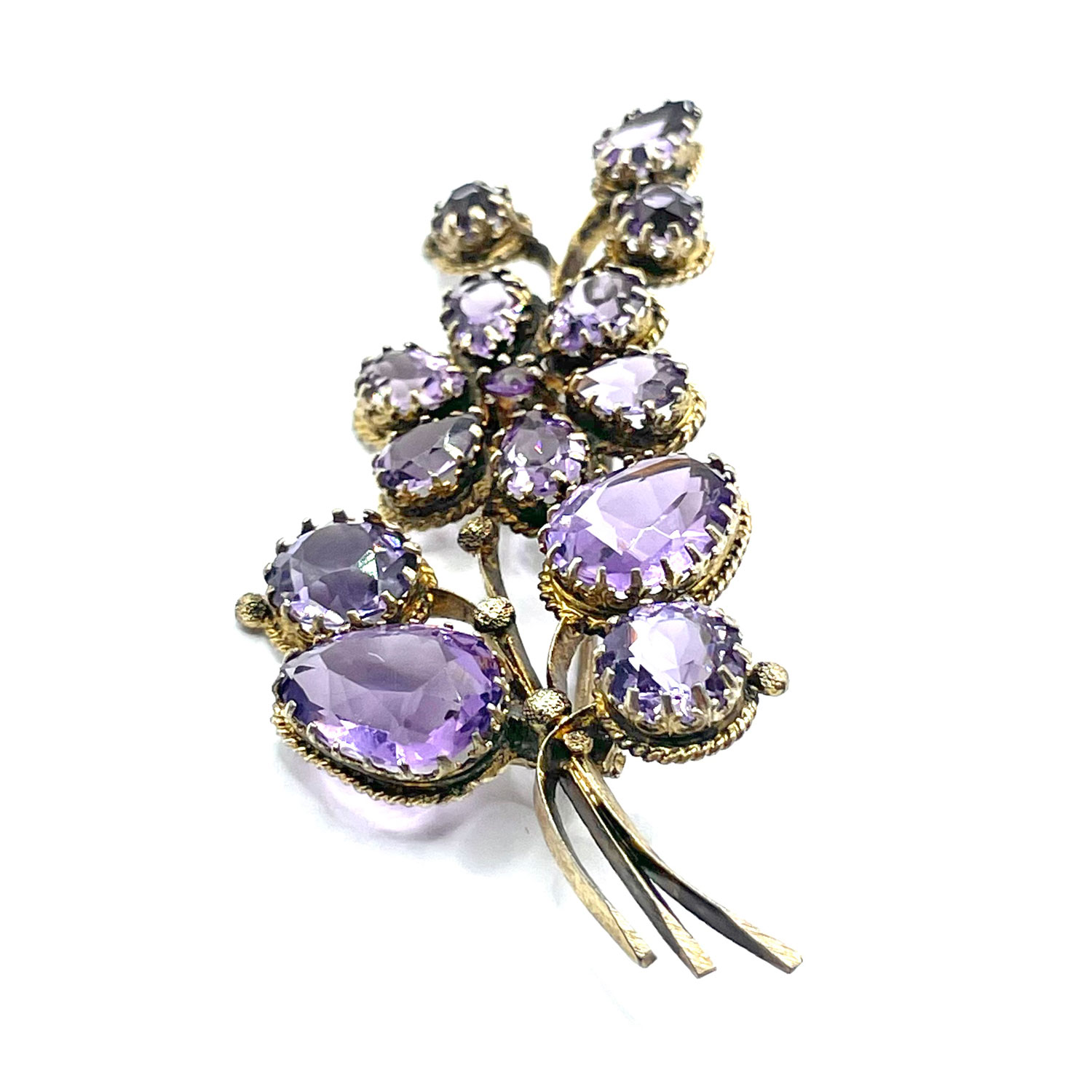 Amethyst floral corsage brooch