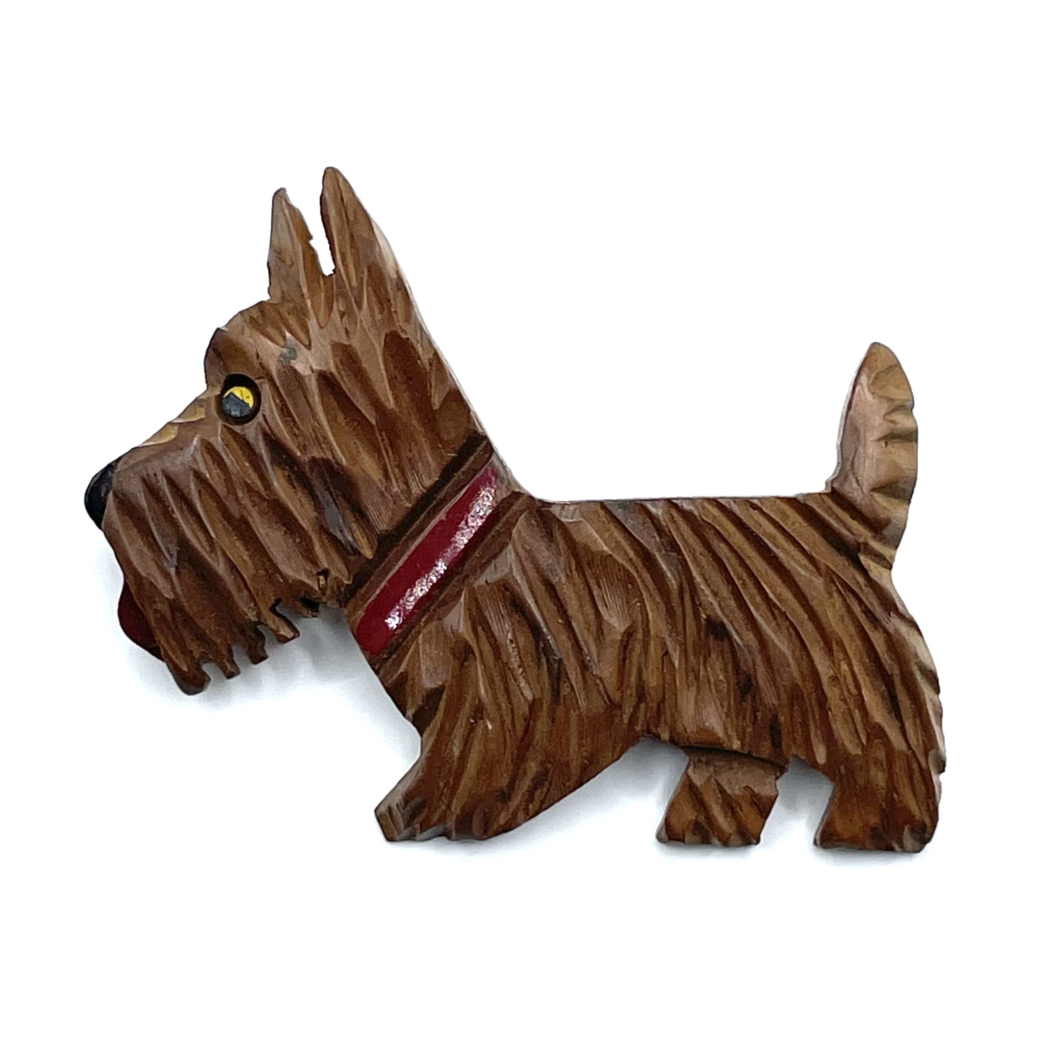 1930s hand carved Scottie dog brooch