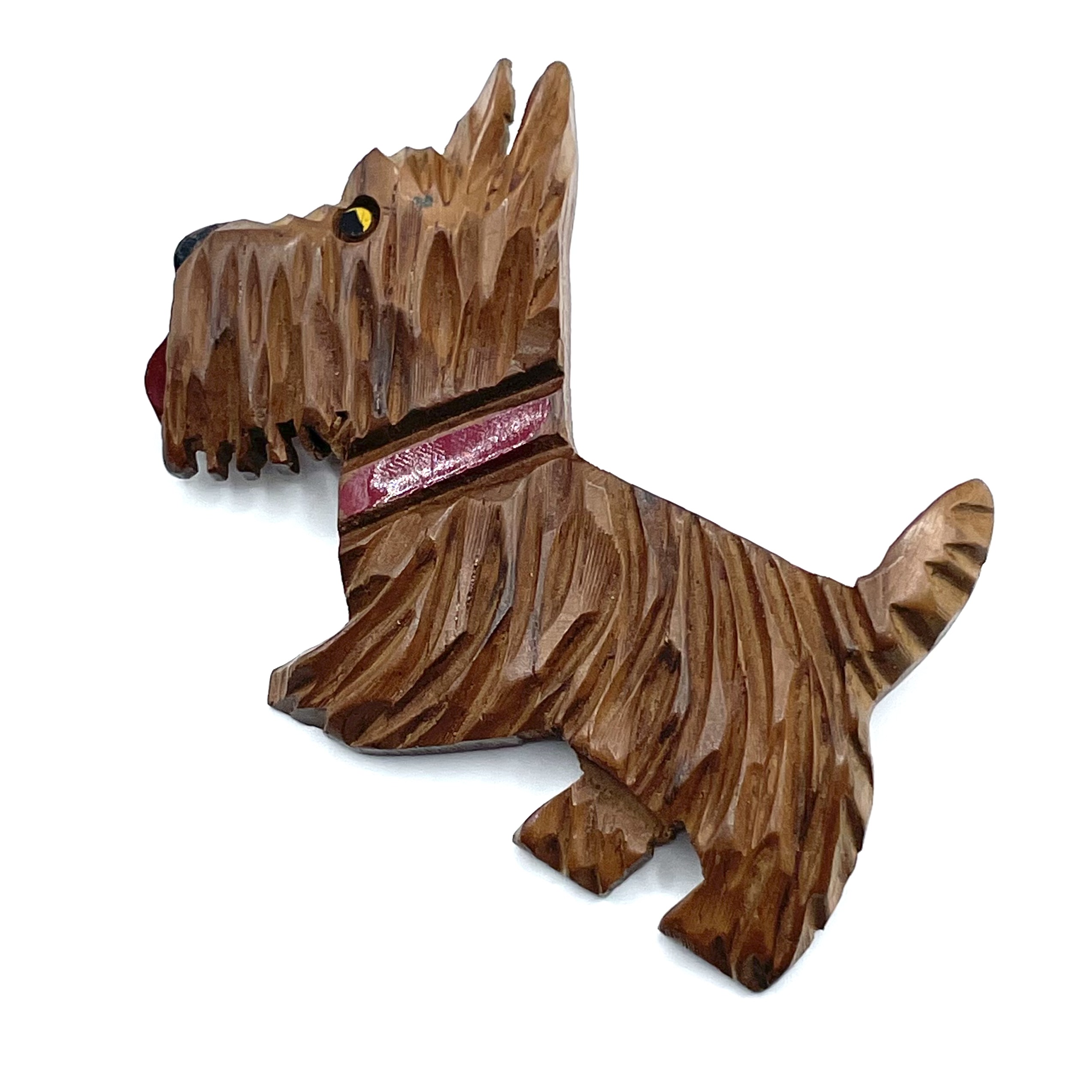 1930s hand carved Scottie dog brooch