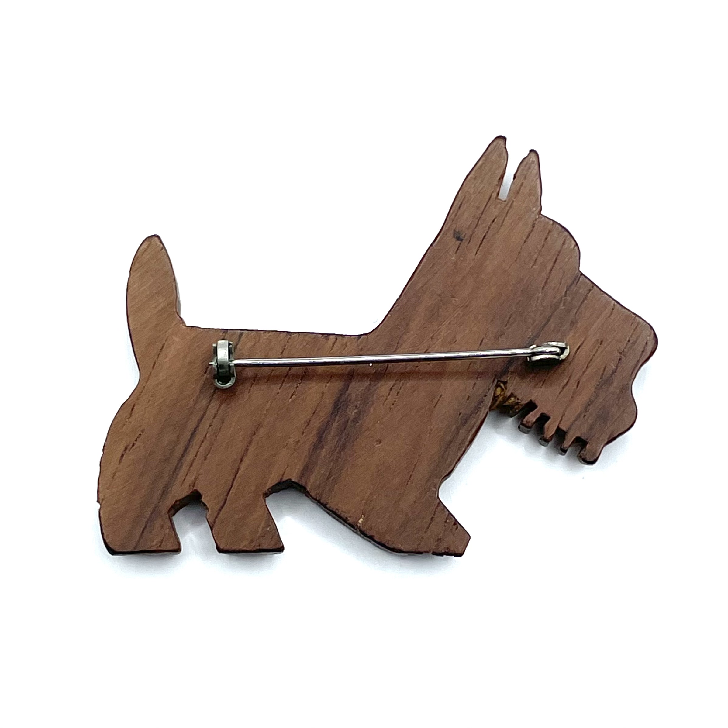 1930s hand carved Scottie dog brooch