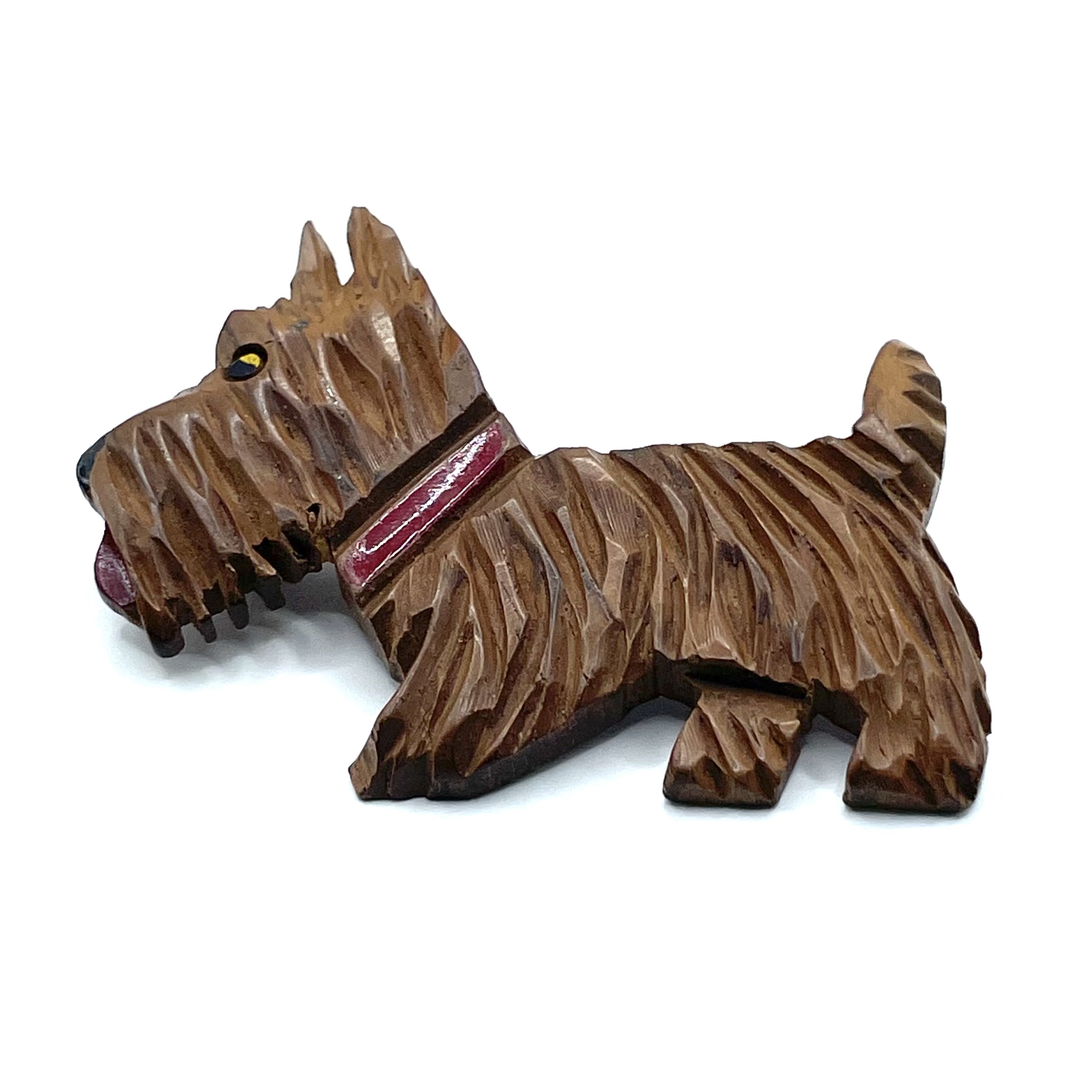 1930s hand carved Scottie dog brooch