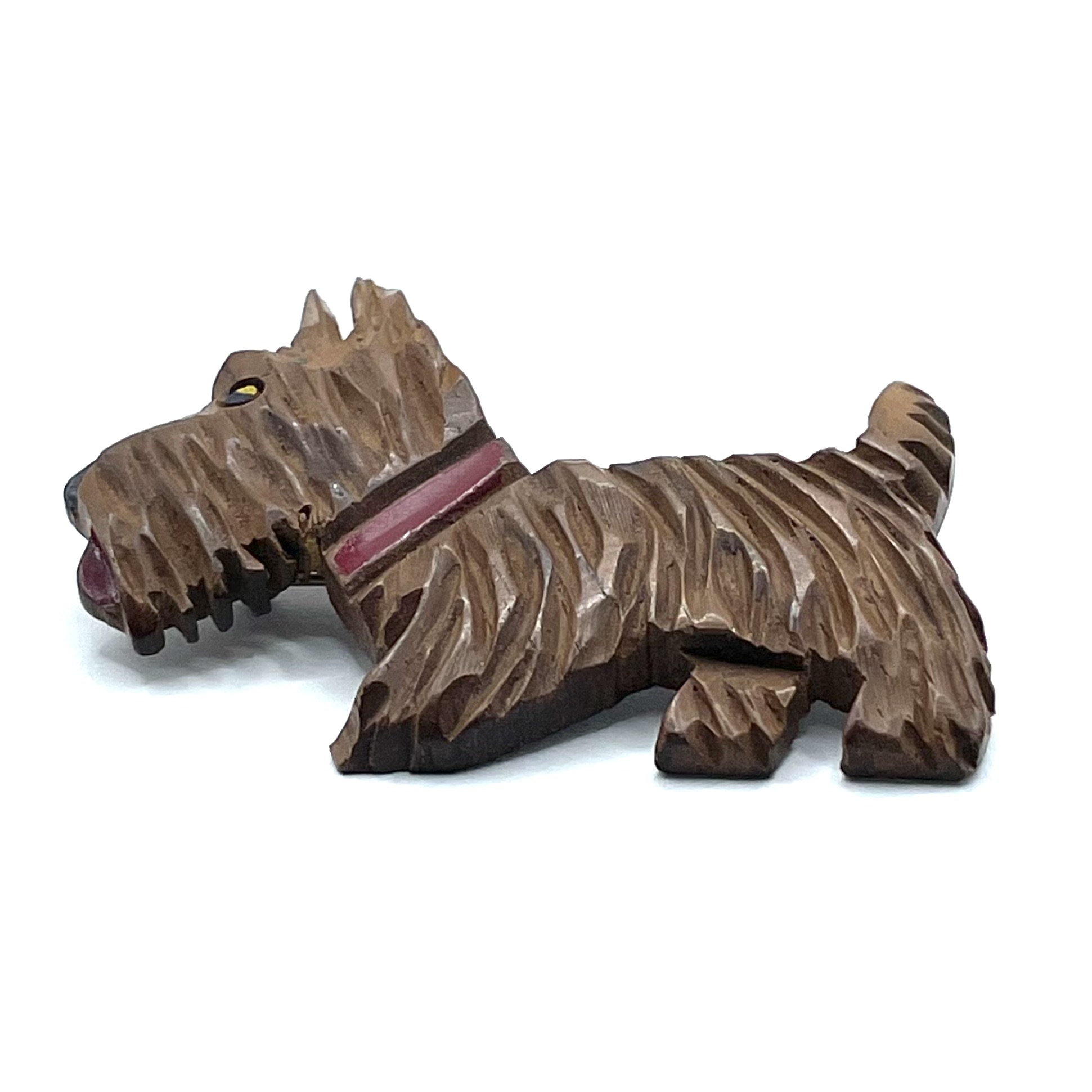 1930s hand carved Scottie dog brooch