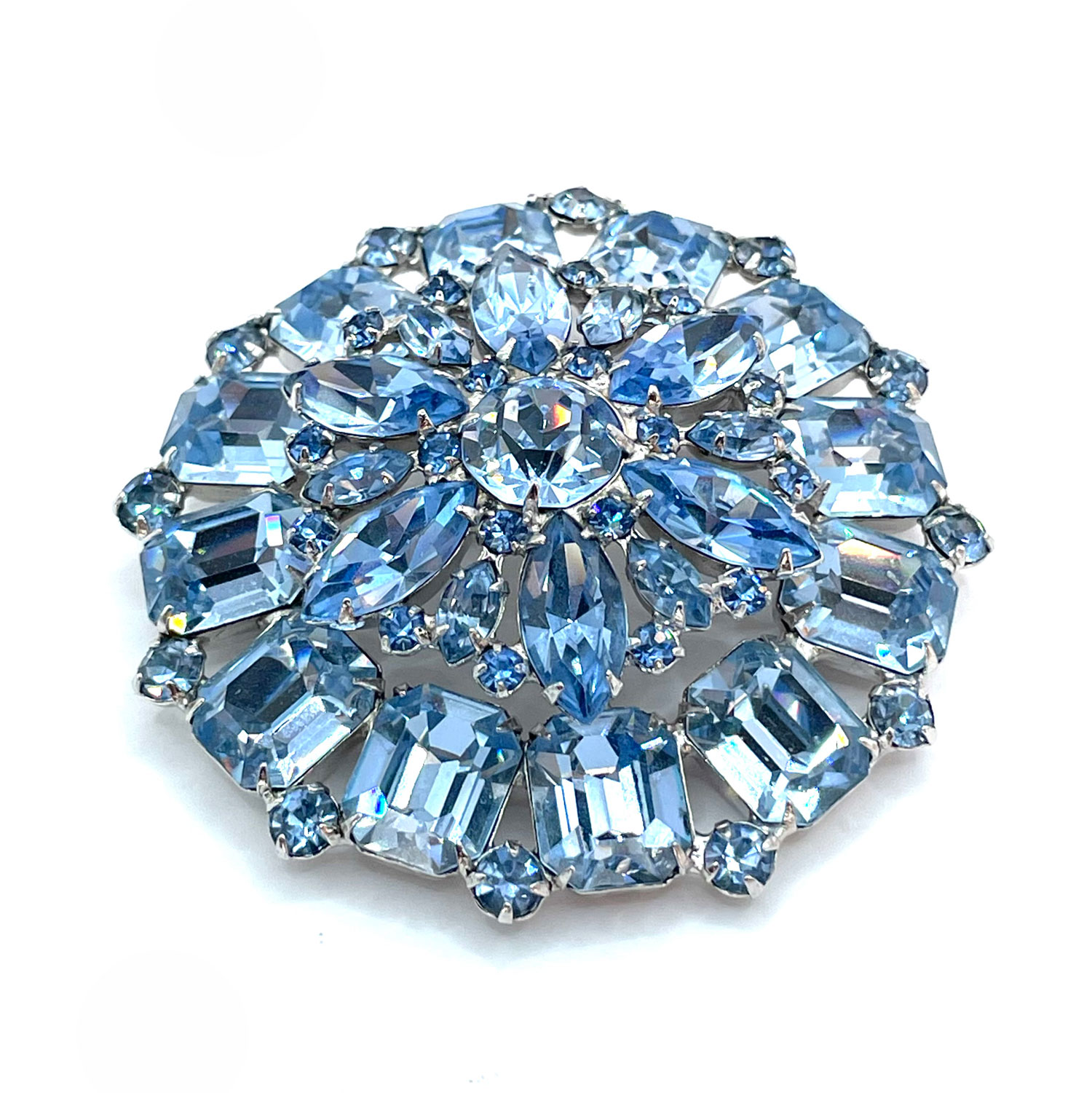 1950s blue rhinestone brooch