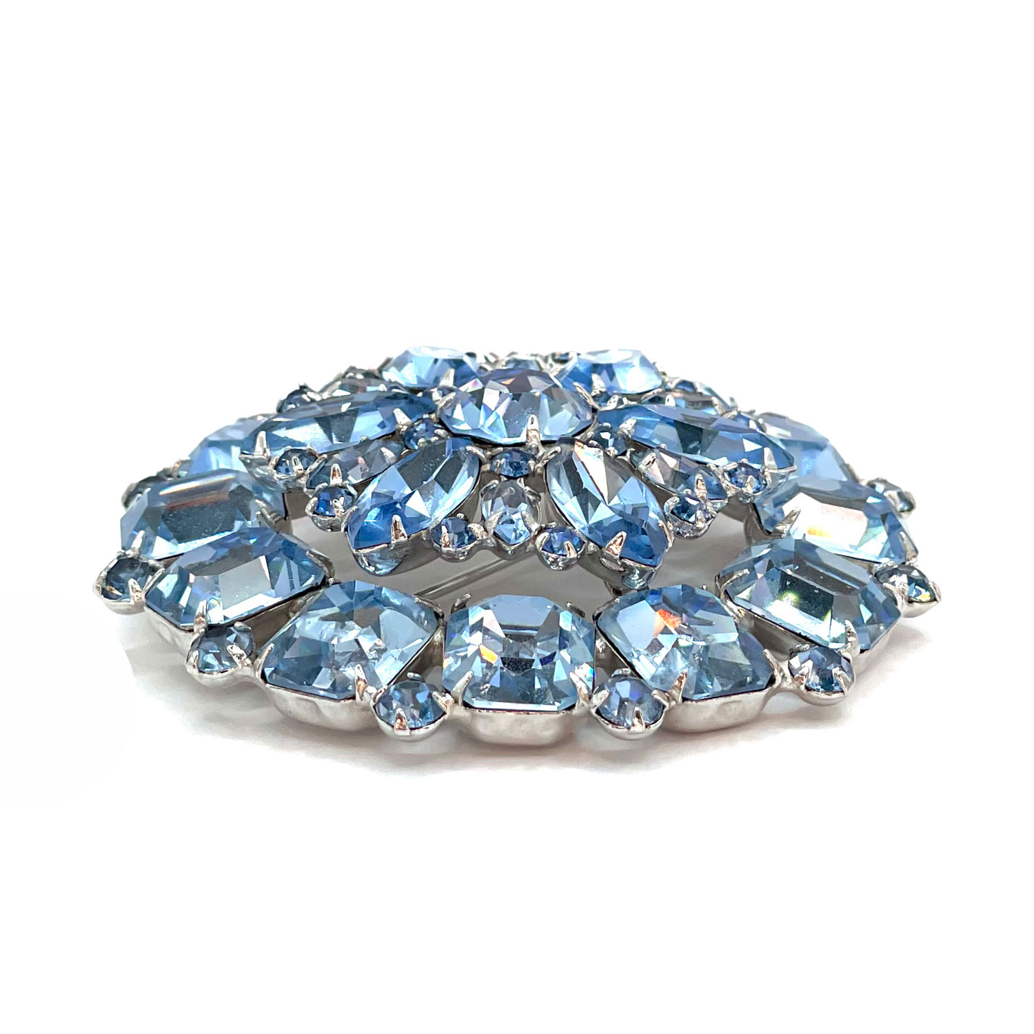 1950s blue rhinestone brooch