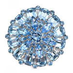 Crystal blue rhinestone brooch