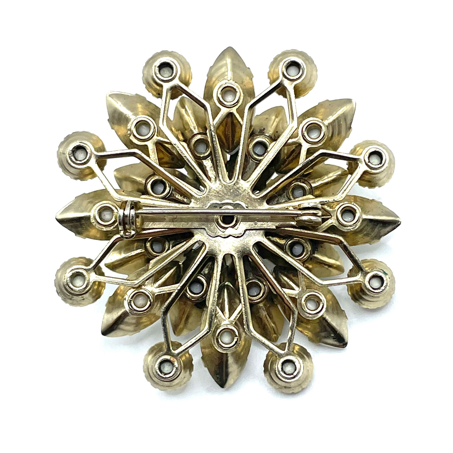 White rhinestone snowflake pin