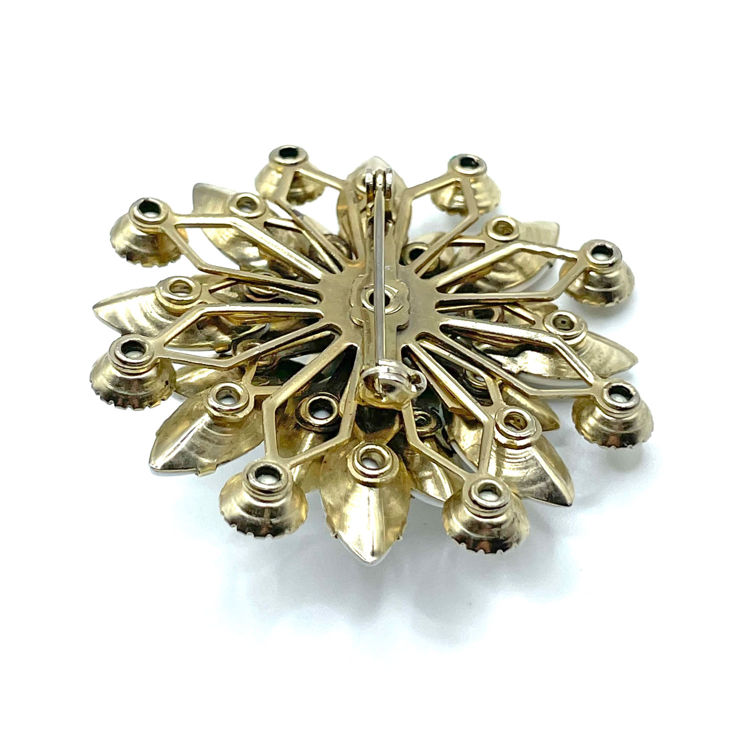 White rhinestone snowflake pin