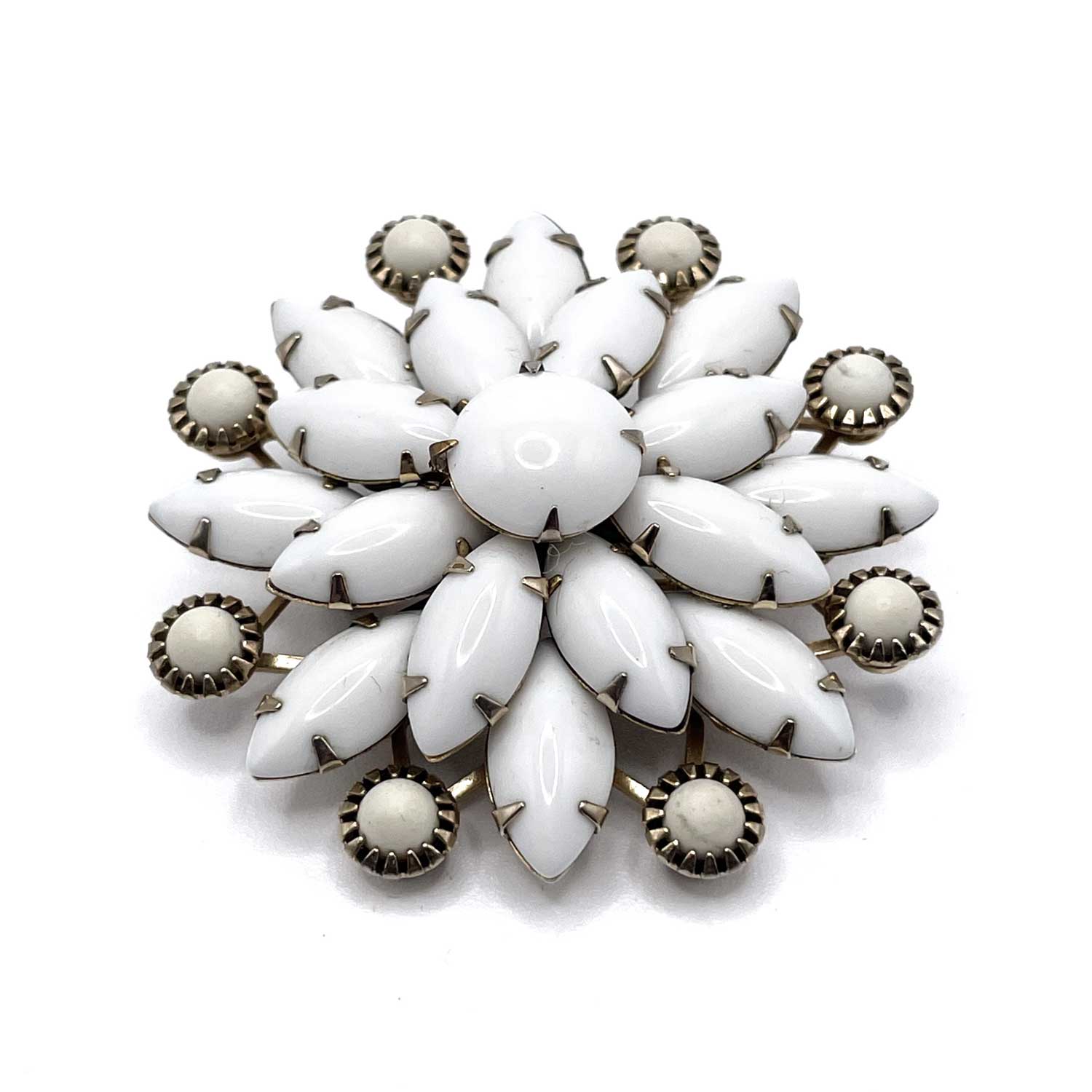 White rhinestone snowflake pin