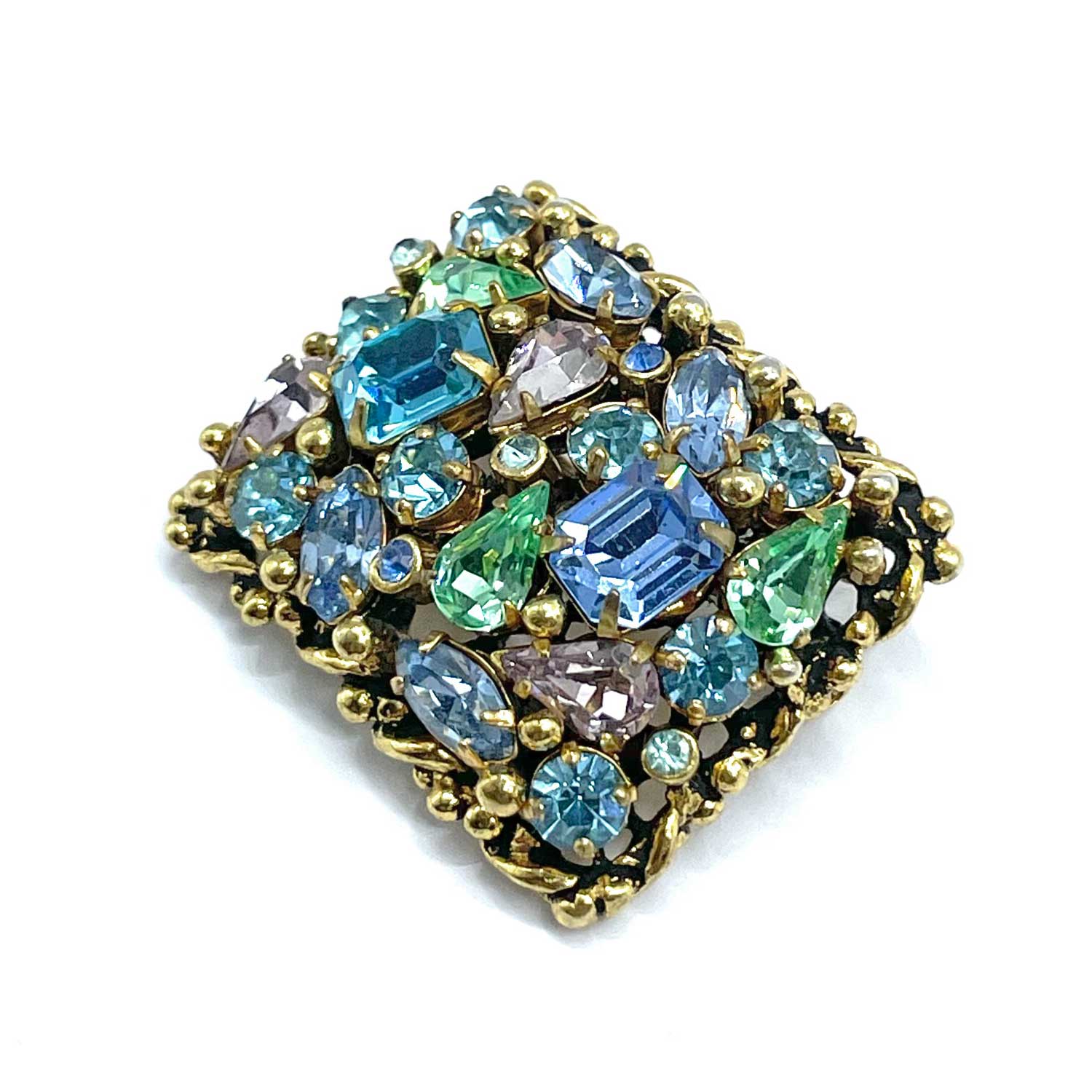 1950s Barclay rectangular rhinestone brooch
