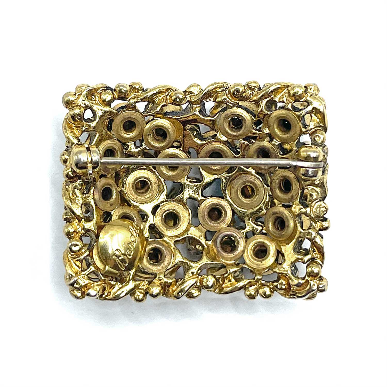 1950s Barclay rectangular rhinestone brooch