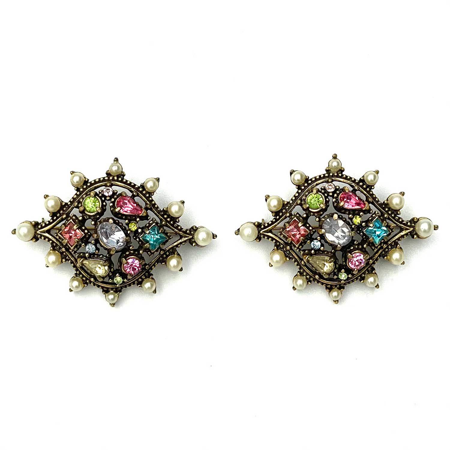 Hollycraft Rhinestone collar pin set