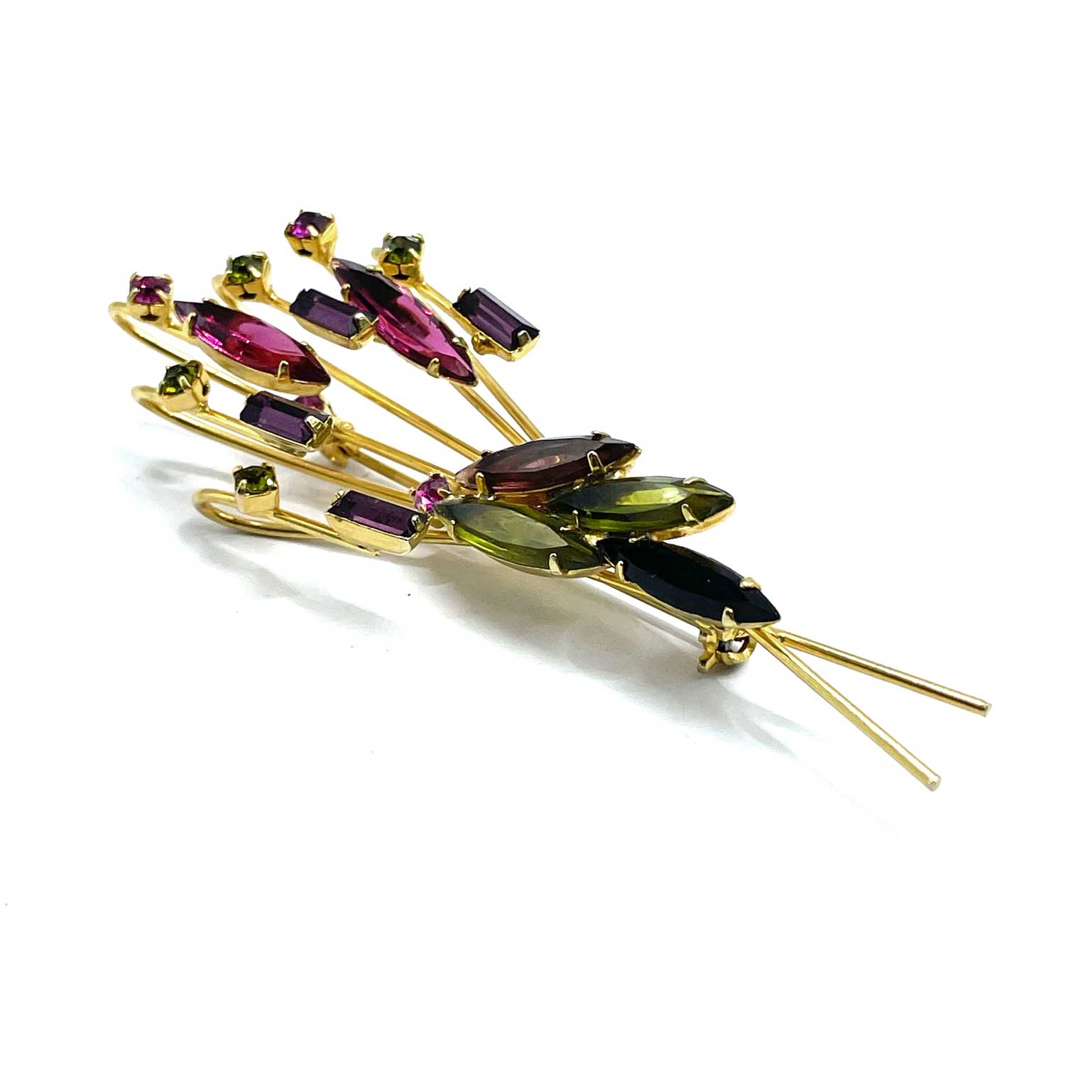 Colorful open backed rhinestone brooch