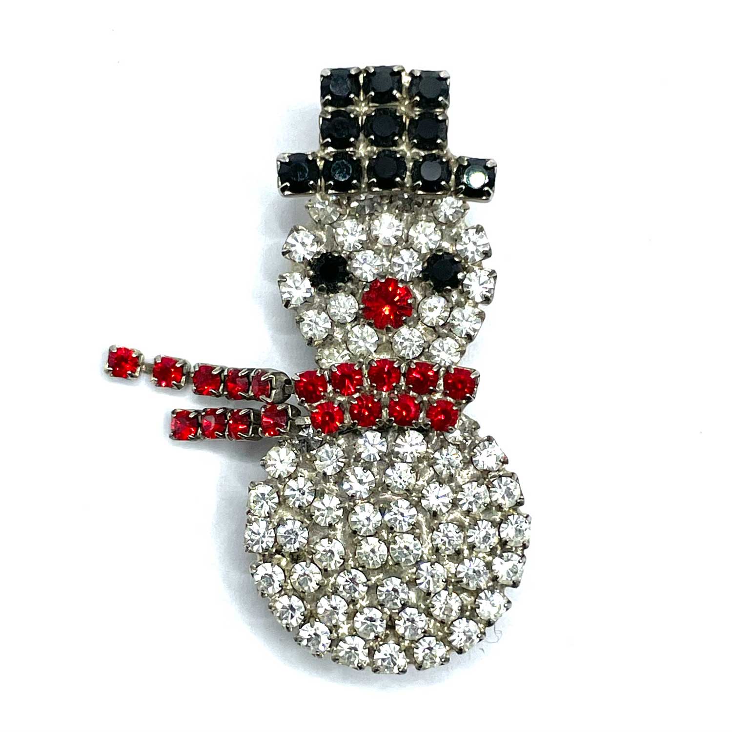 Rhinestone Snowman Brooch