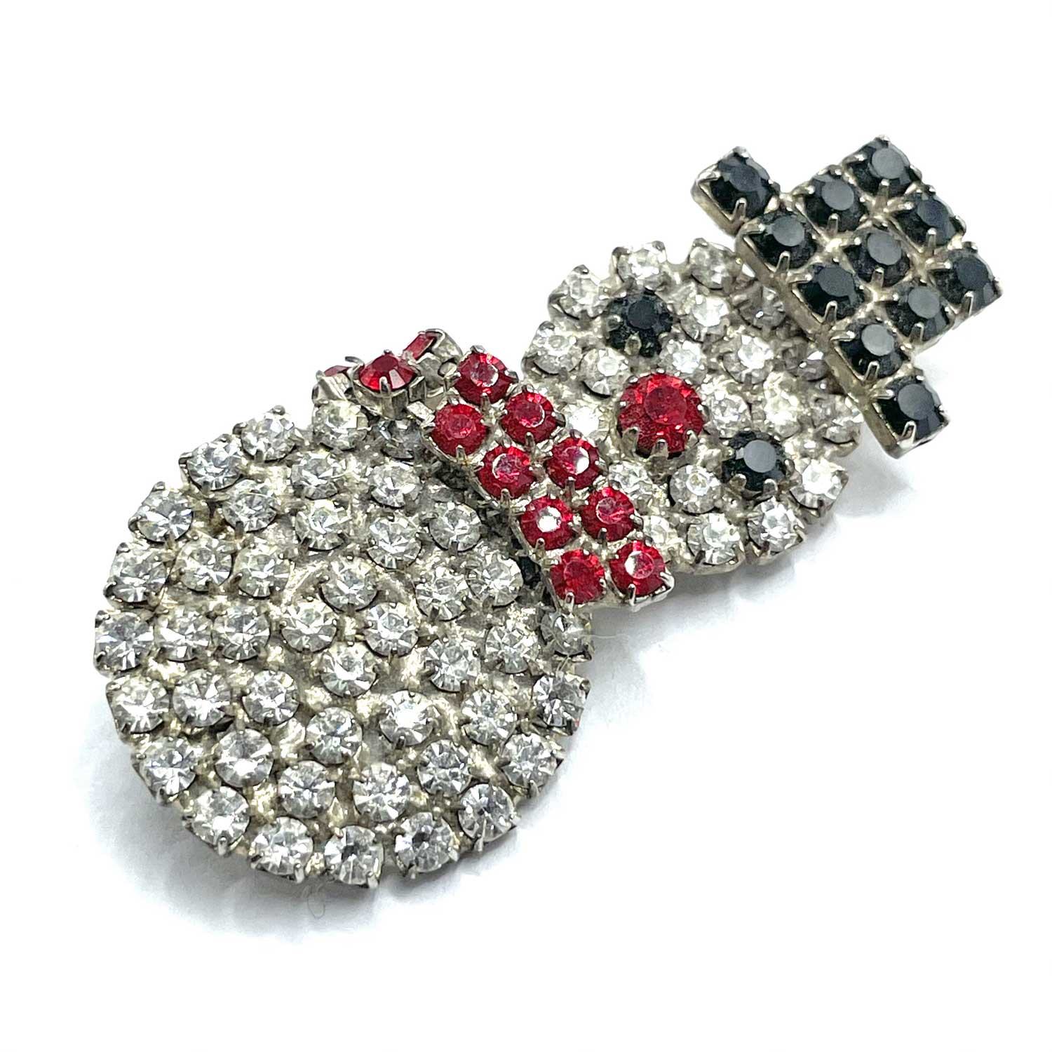 Rhinestone Snowman Brooch