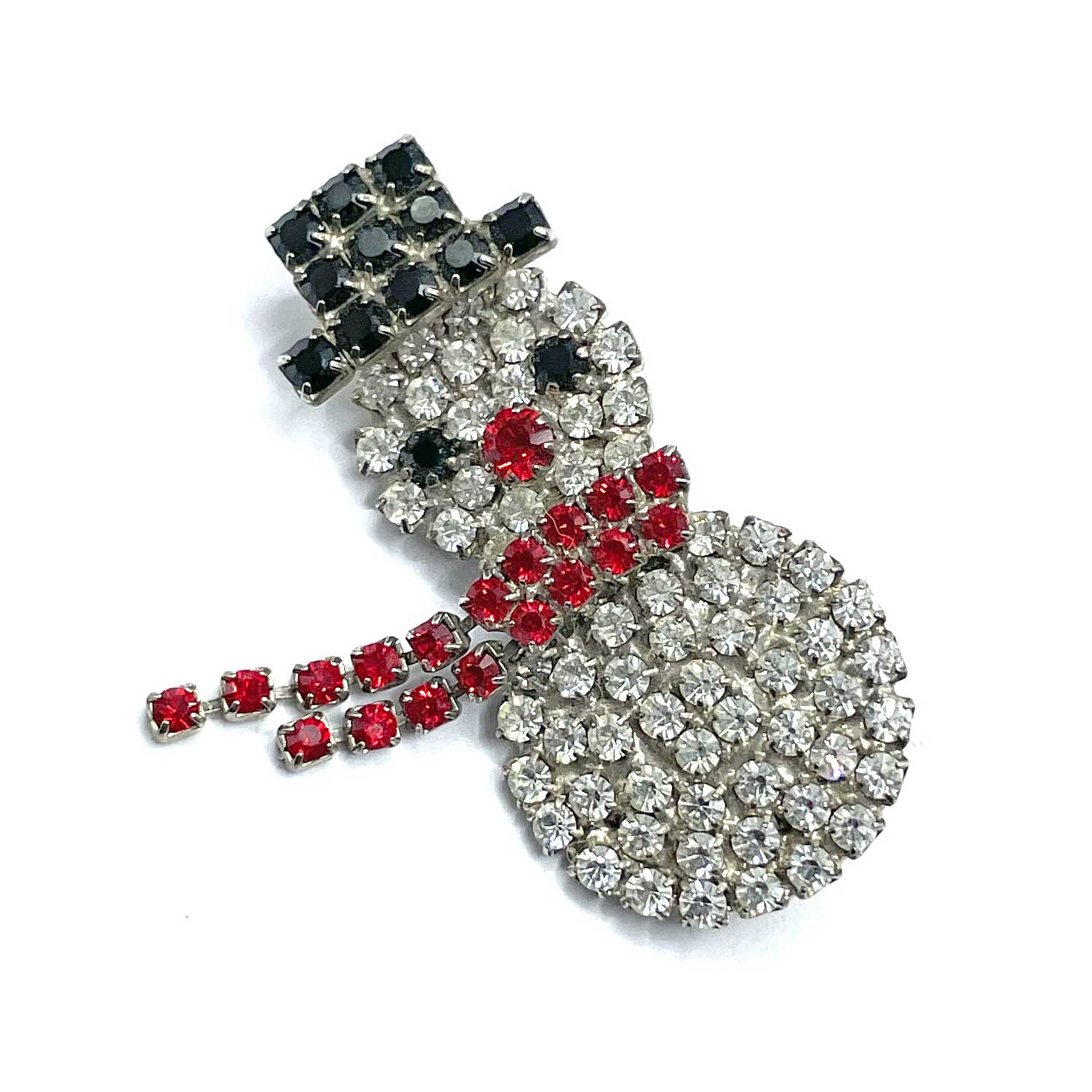 Rhinestone Snowman Brooch