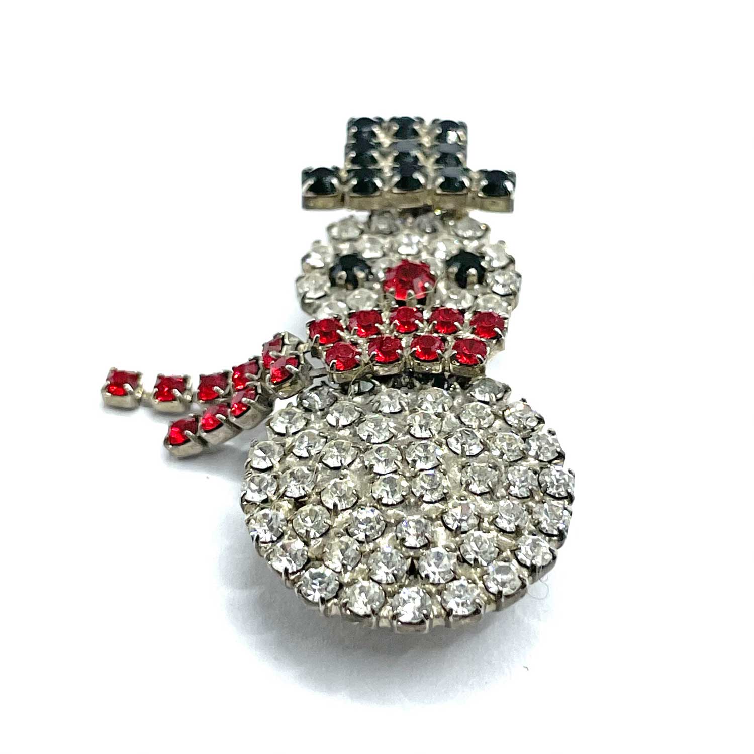Rhinestone Snowman Brooch