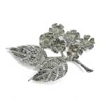 Blossoming branch marcasite brooch