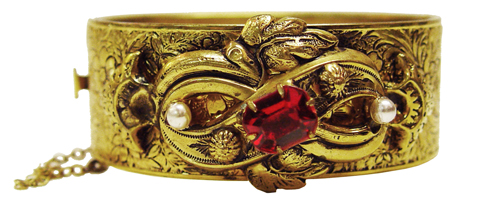 Victorian style brass bangle bracelet