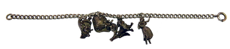 1940's sterling silver Hawaiian charm bracelet