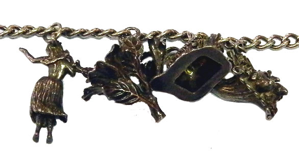 1940's sterling silver Hawaiian charm bracelet
