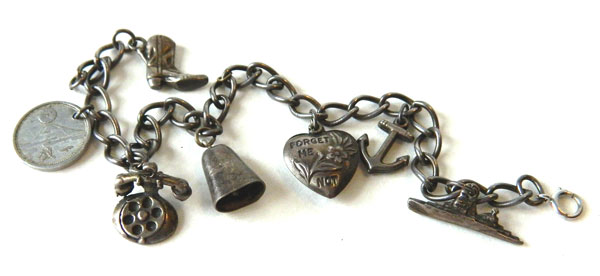 Sterling silver World War 2 charm bracelet