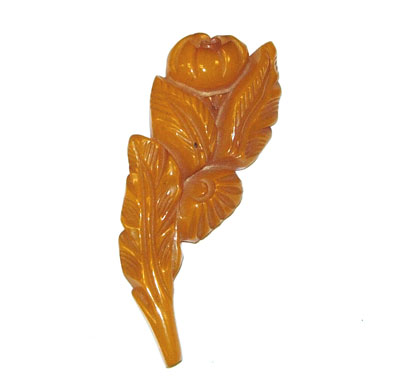 1930's carved bakelite flower brooch