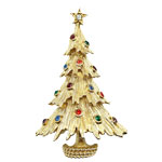 Monet rhinestone Christmas tree brooch