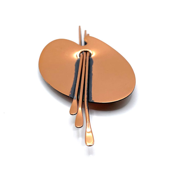 1950s Renoir copper brush and palette brooch