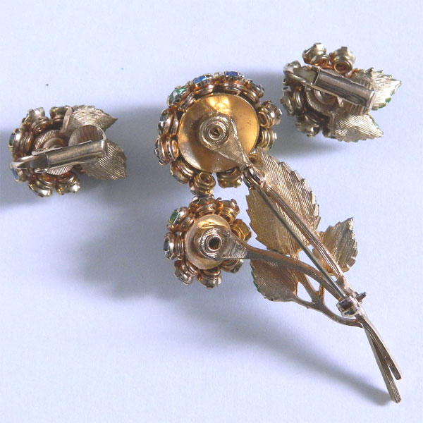 rhinestone brooch and earring set