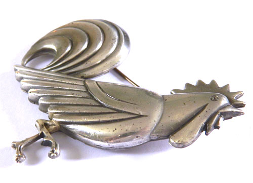 1940's Coro rooster brooch