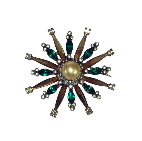 vintage 1940's gold plated sterling silver starburst brooch