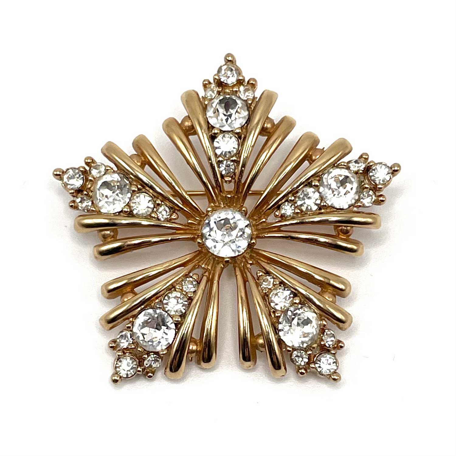 1950s Bogoff rhinestone snowflake brooch