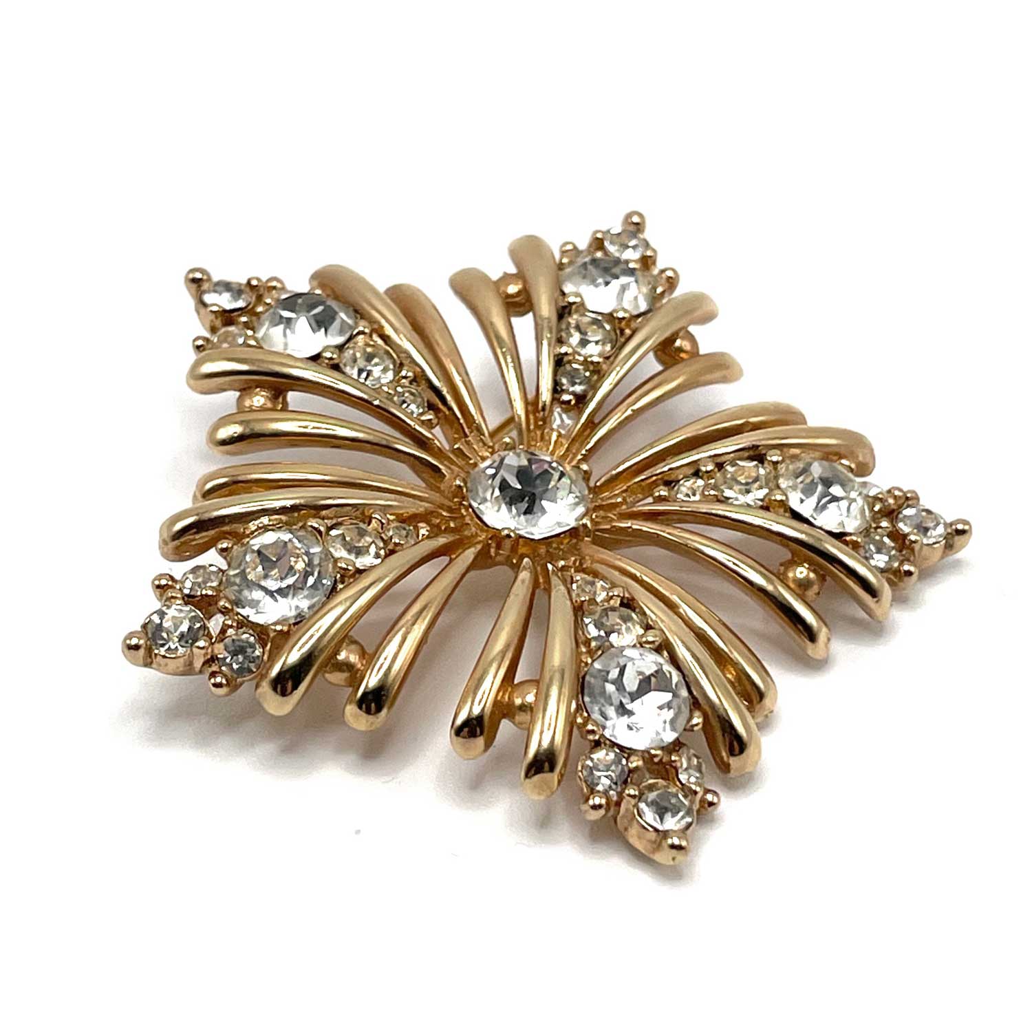 1950s Bogoff rhinestone snowflake brooch