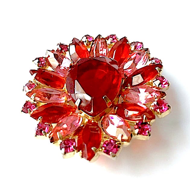 red rhinestone brooch