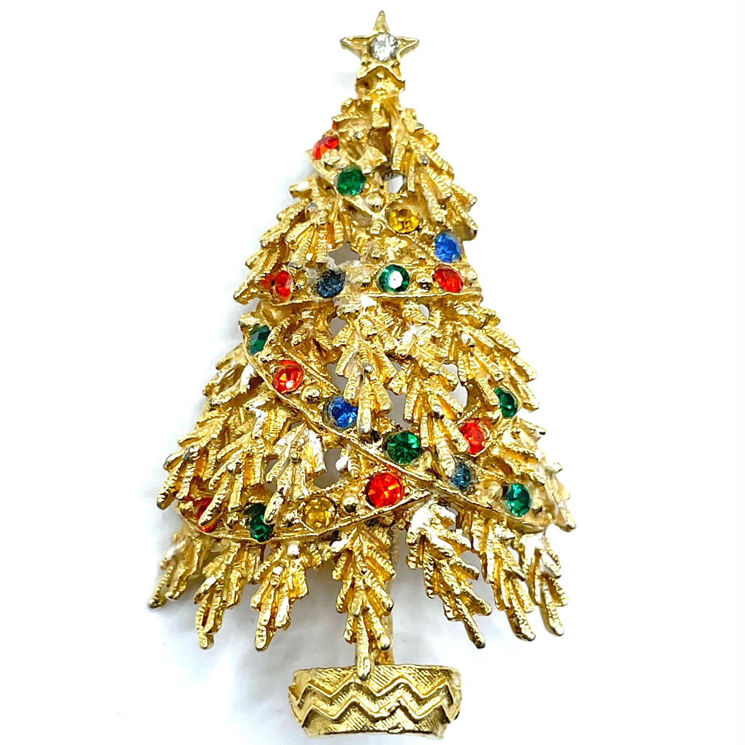 Rhinestone Christmas Tree Brooch