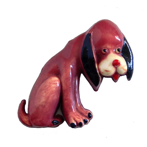 Vintage celluloid dog brooch