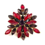 Vintage red rhinestone brooch