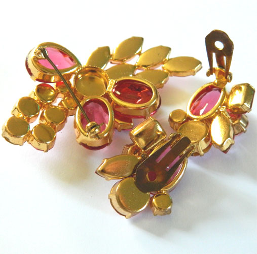 Pink Austrian crystal brooch