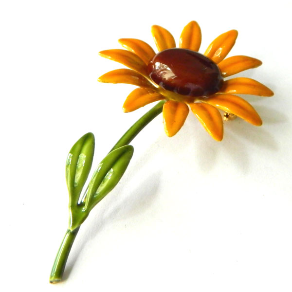 1960's enameled flower brooch