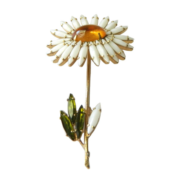 1950's rhinestone daisy brooch