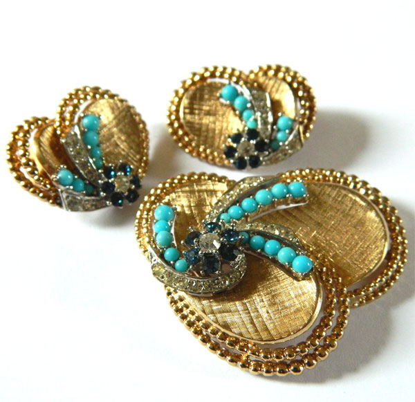 Marcel Boucher rhinestone brooch and earring set