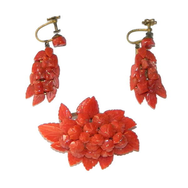 Victorian coral brooch