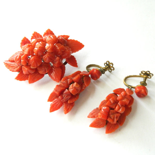 coral brooch