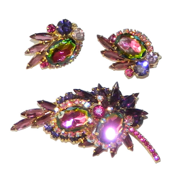 Juliana rhinestone brooch and earrings