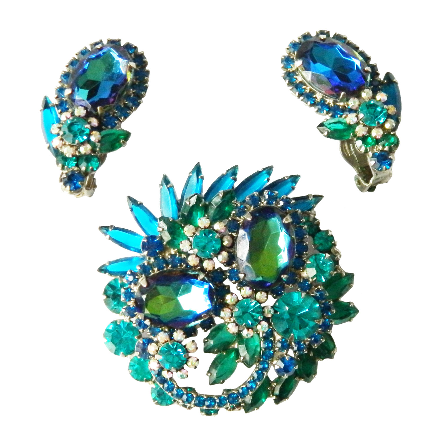 Juliana rhinestone brooch and earring set