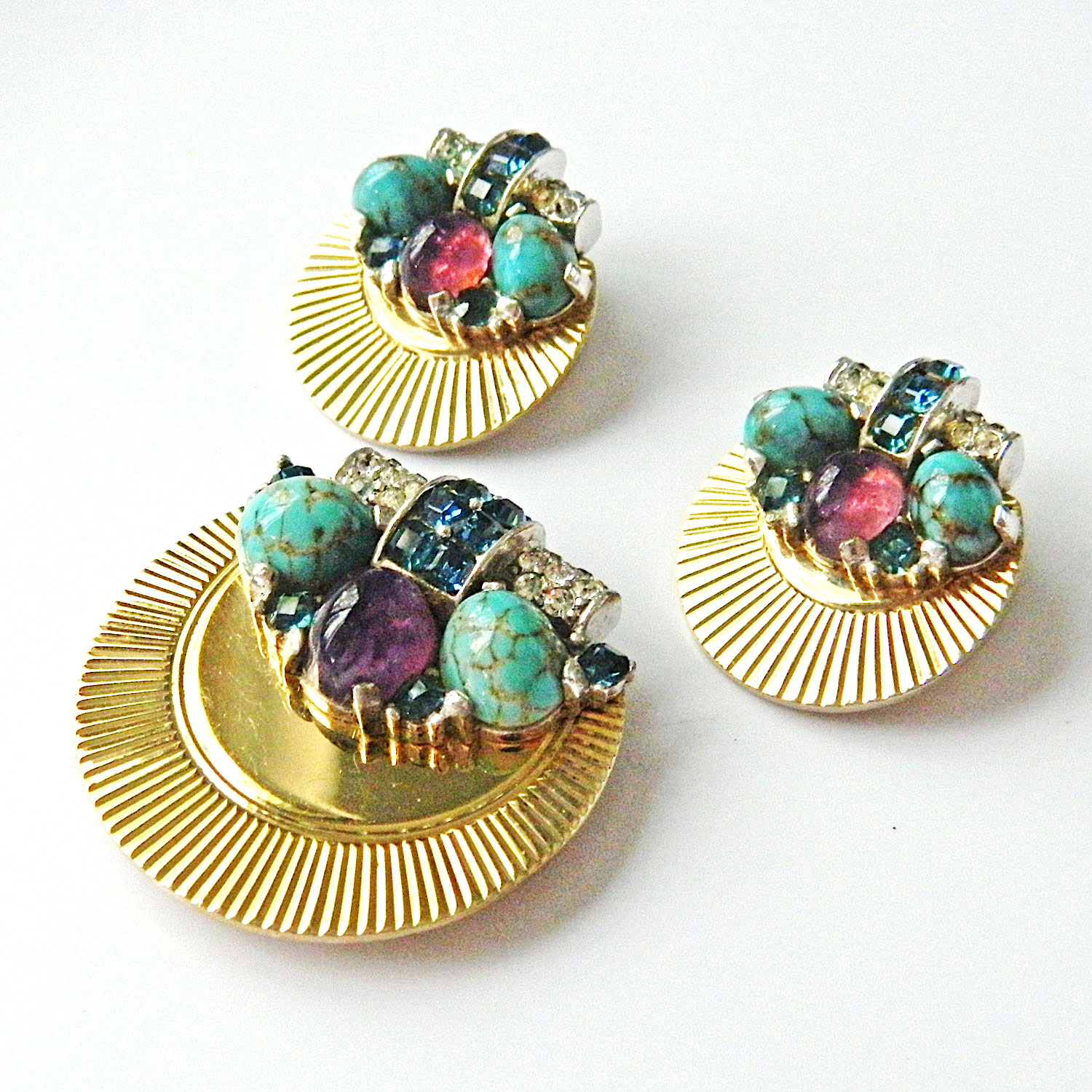 Marcel Boucher rhinestone brooch and earring set