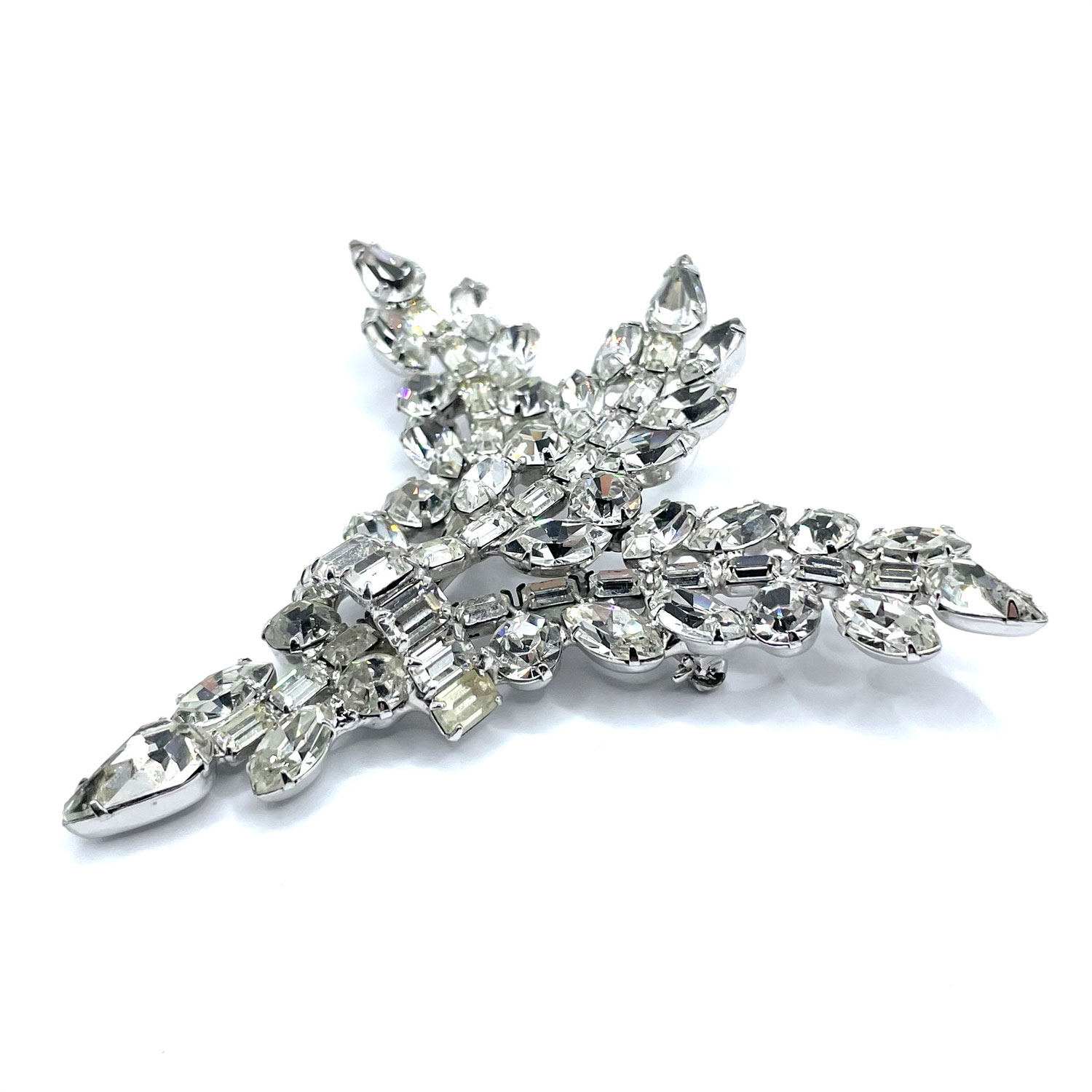 1950s crystal rhinestone brooch and earring set