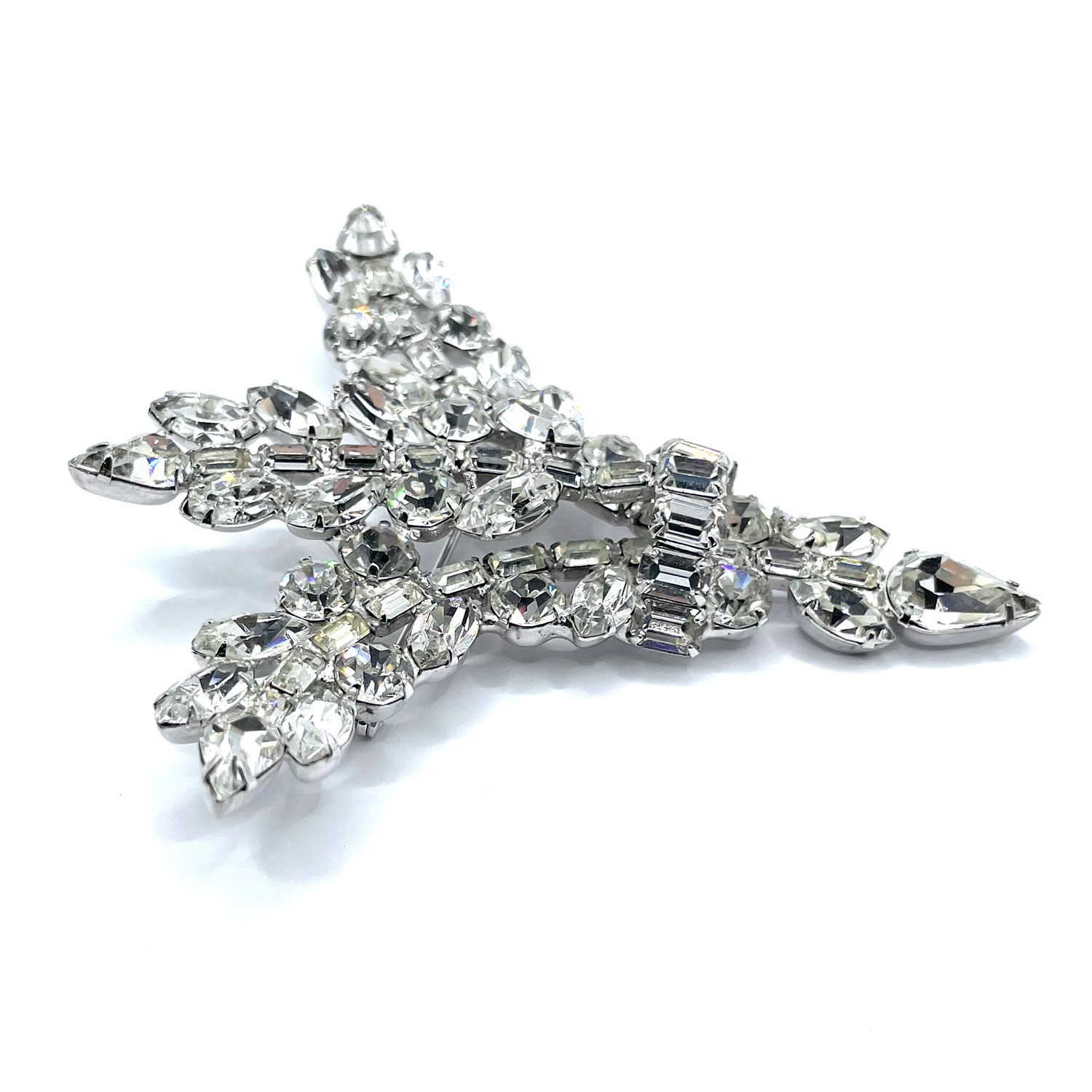 1950s crystal rhinestone brooch and earring set